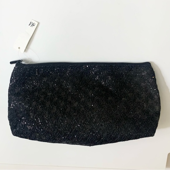 H&M black sequin cosmetics make up bag NWT OBO - Picture 3 of 10
